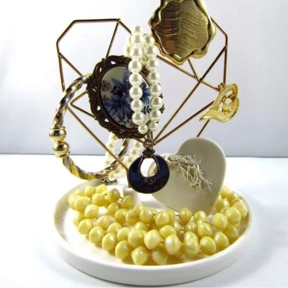 IMM Living Coxet Wire HEART Jewelry ceramic white gold Holder - Picture 7 of 7